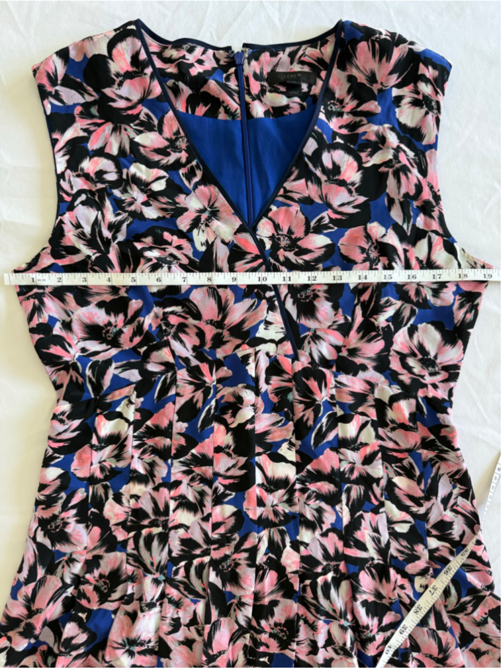 Women's J.Crew Silk Pleated Floral Dress Size 10 Blue Pink - Picture 6 of 9